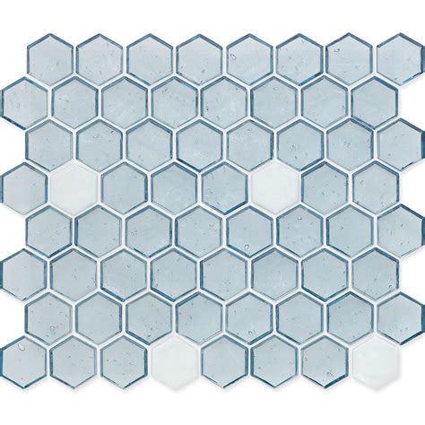 Aquamarine With White Dot Hex Dot Pattern Glass Tile Aquablu Mosaics