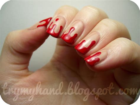 Try My Hand Halloween Nails Blood Drips