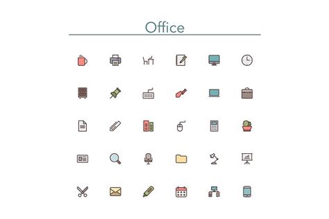Office Flat Icons Custom Designed Icons Creative Market