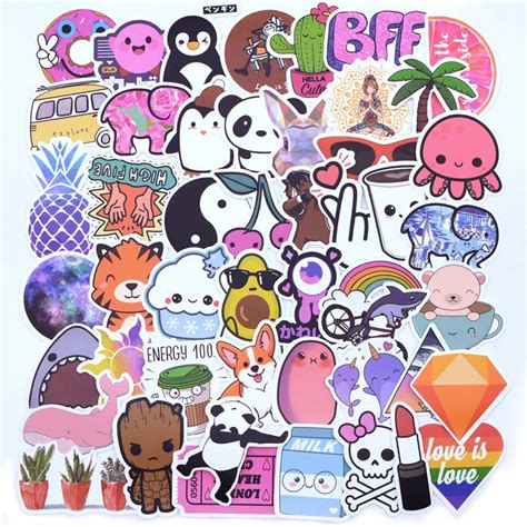 50pcsset Kawaii Cute Vsco Sticker Pack For Decal Girls Things On