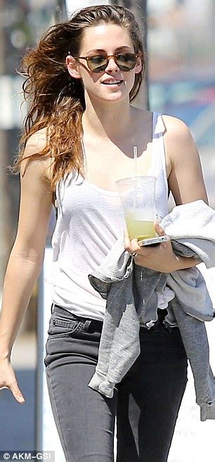 Kristen Stewart Bares Her Black Bra Beneath Her Sheer White Tank As She