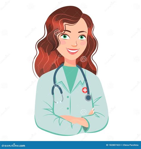 Beautiful Smiling Lady Doctor With Stethoscope Vector Illustration