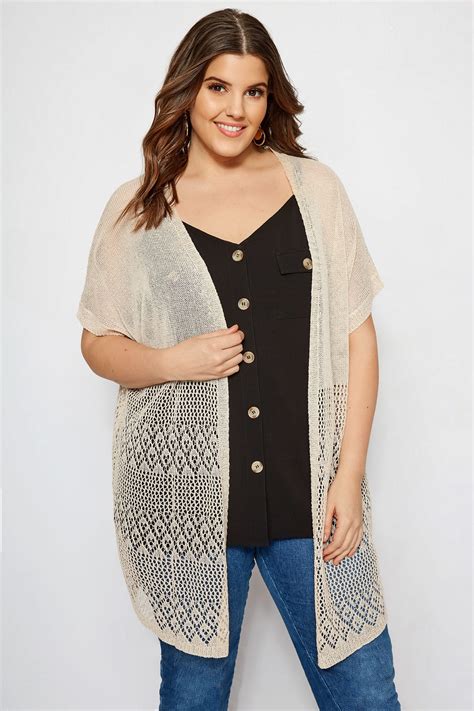 Plus Size Nude Crochet Effect Cardigan Sizes 16 To 36 Yours Clothing