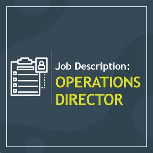 Job description seeking a corporate director of food services to join a great health system in central. Operations Director Job Description - IrishJobs Career Advice