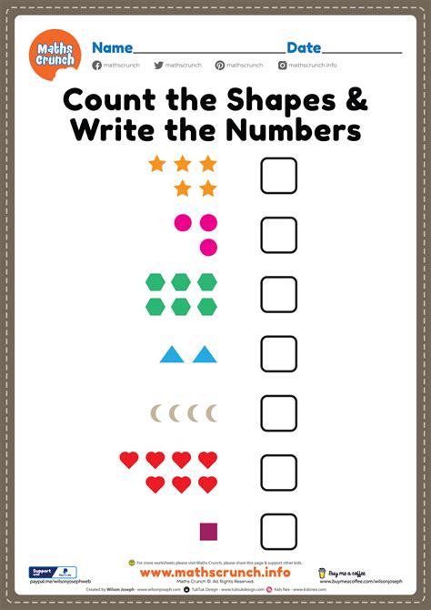 Shapes And Numbers Worksheets For Kids Math Activities Preschool