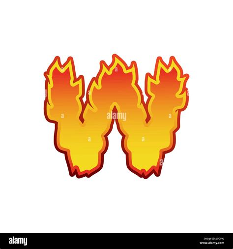 Letter W Fire Flames Font Lettering Tattoo Alphabet Character Fiery