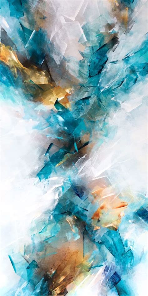 Vertical Teal Brown White Abstract Painting 48 24 Modern Contemporary