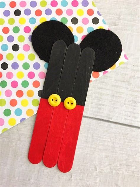 Easy Mickey Mouse Craft For Kids Using Popsicle Sticks As One Of The