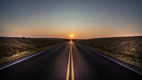 Long Road At Sunset Desktop Wallpapers 1600x900
