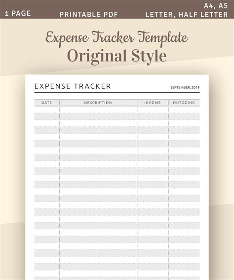 Monthly Expense Tracker Printable