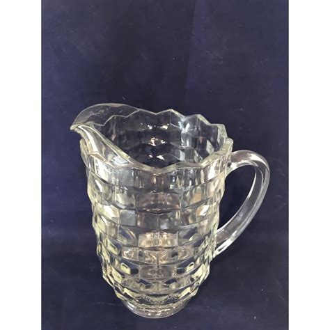Mid Century Fostoria American Heavy Faceted Clear Glass Water Pitcher In Crystal