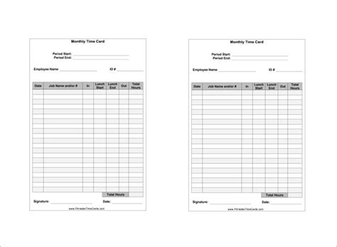 Free Printable Time Cards For Employees Template Business Psd Excel