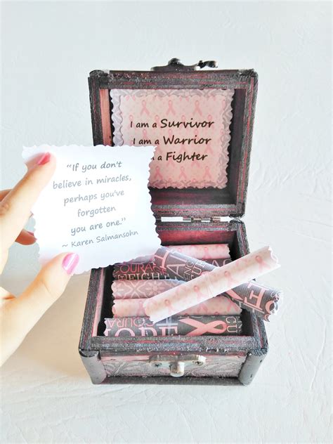 Breast Cancer Scroll Box - Encouraging Quotes to Beat Cancer - Breast Cancer Gift - Cancer 