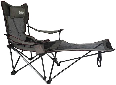 Anigu Mesh Lounge Reclining Folding Camp Chair With Footrest Gray