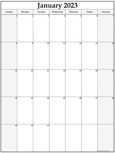 January 2023 Calendar Printable Vertical Get Calendar 2023 Update