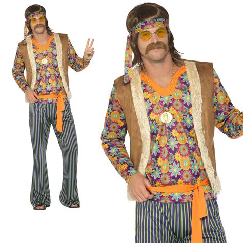 60s Hippie Sonny Costume Mens You Babe Hippy 1960s Fancy Dress Outfit