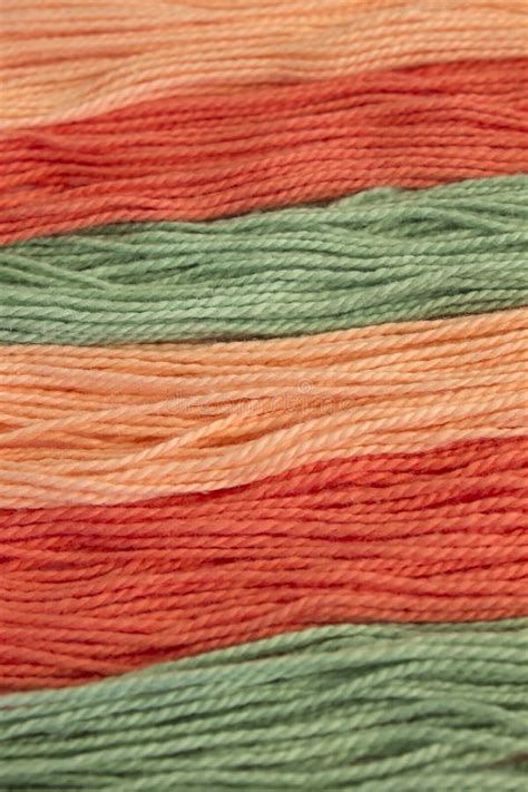 Pastel Orange And Green Cotton Embroidery Threads Background Stock