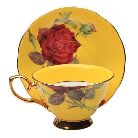 Yellowred Rose Gold Tea Cup And Saucer Single Set