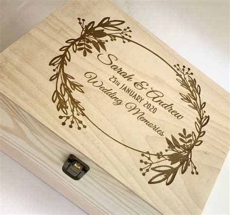 Personalised Wedding Wooden Keepsake Box Pine Wood Wedding T