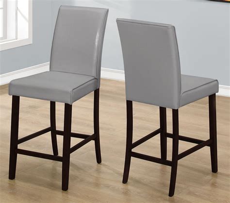 Gray Leather Counter Height Dining Chair Set Of 2 From Monarch