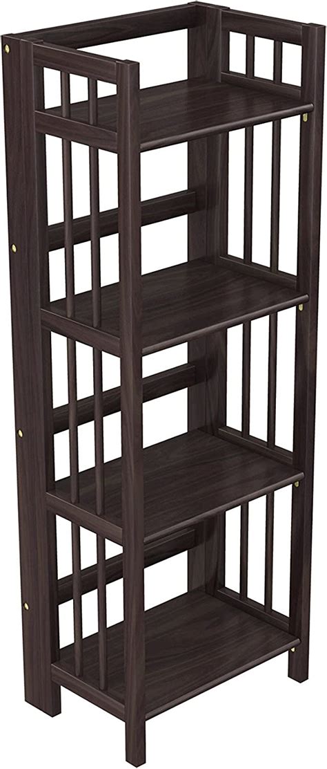 Stony Edge No Assembly Folding Bookcase 4 Shelves Media Cabinet