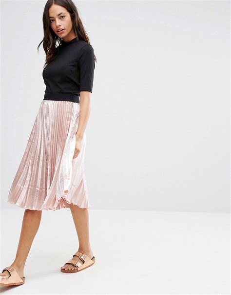 New Look Satin Pleat Midi Skirt Asos Midi Skirt Pleated Midi Skirt
