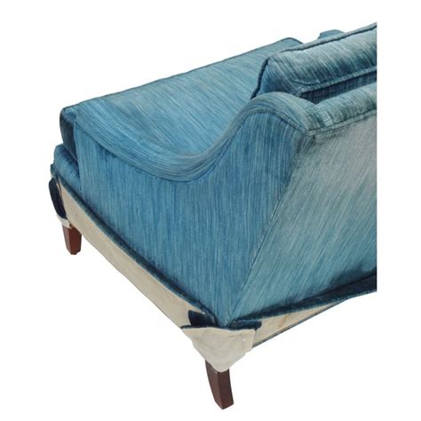 Rated 4.5 out of 5 stars. Blue Velvet Mid-Century Lounge Chair and Ottoman | Chairish