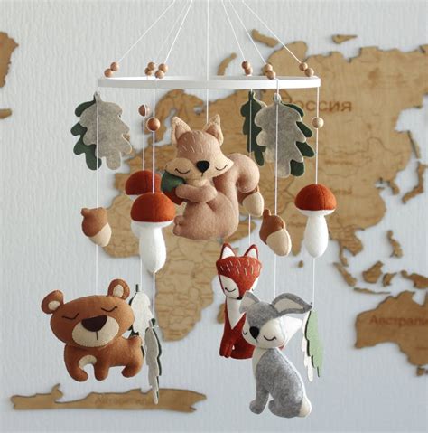 Baby Mobile Woodland Forest Mobile Nature Nursery Decor Etsy In 2020