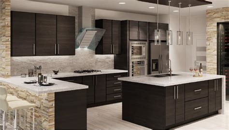 Most kitchen designers have shaken it up by mixing traditional wood cabinets with a colorful kitchen island, says makk. Torino Dark Wood European Frameless Kitchen Cabinet