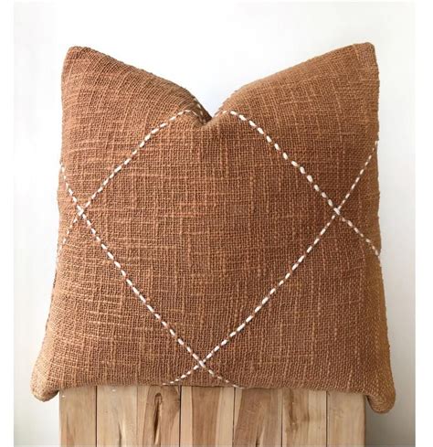 caramel terracotta boho pillow organic natural raw cotton etsy burnt orange pillows boho