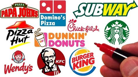 If you go for it in your logo design, be thoughtful about how big or prominent your logo is across your restaurant because even a flourish of blue can become too much if that little flourish is repeated over and over again. Popular Food Chains Logo - LogoDix