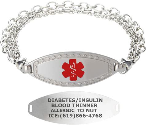 Divoti Custom Engraved Diamond Border Medical Alert Bracelet Tri