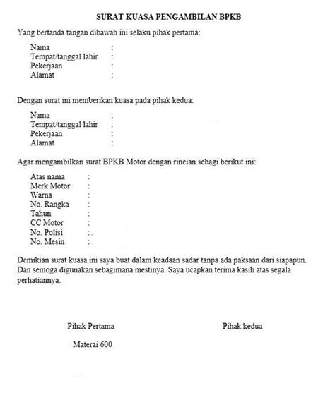 Dengan ini menerangkan bahwa : Contoh Surat Kuasa Perpanjang Pajak Motor - Barisan Contoh