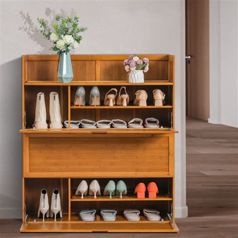 Monibloom 7 Tiers Shoe Rack Cabinet With Door 30 Pairs Storage Shoes