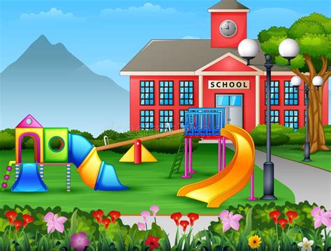 Kids Playground Area In The School Yard Stock Vector Illustration Of