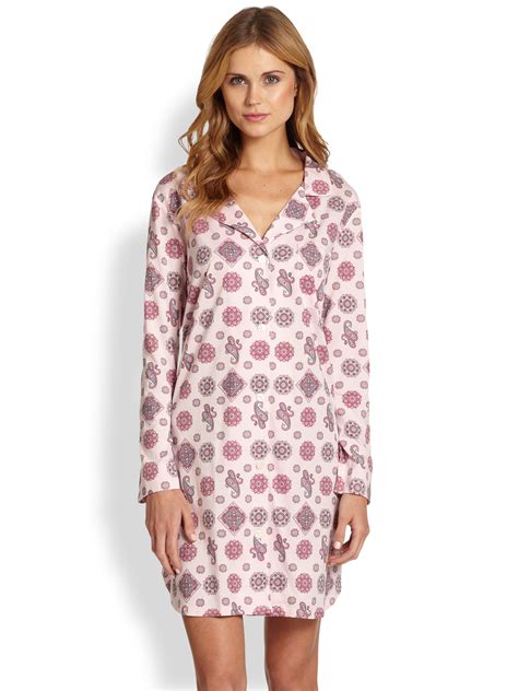 Lyst Cottonista Printed Cotton Sleepshirt In Metallic