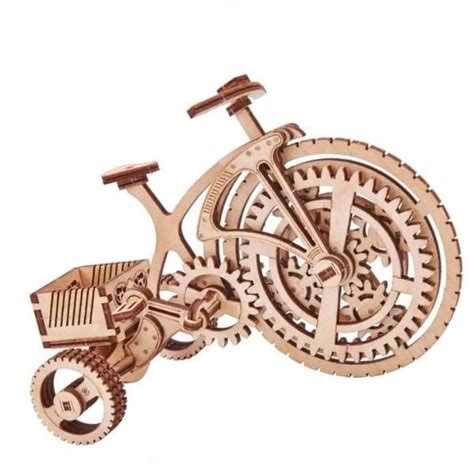 Laser Cut Wooden Mechanical 3d Model Bicycle Free Vector File For Cnc