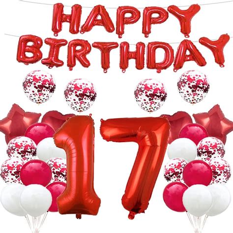 17th Birthday Balloon 17th Birthday Decorations Red 17