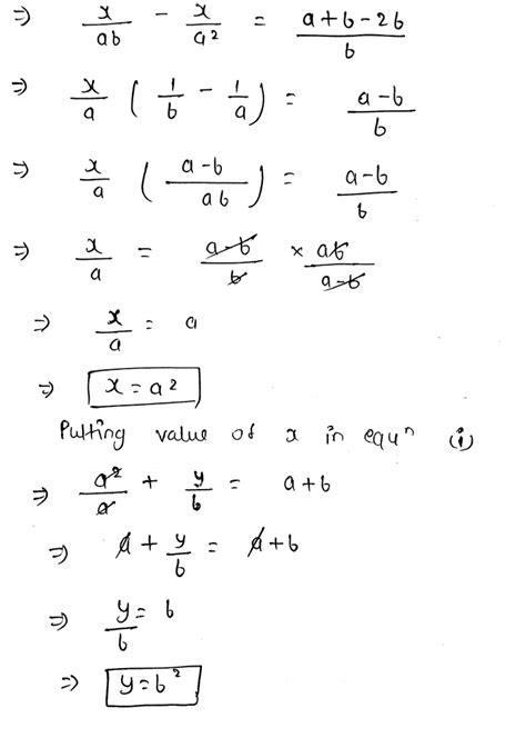 solve for x and y x a y b a b x a 2 y b 2 2 maths pair of linear equations