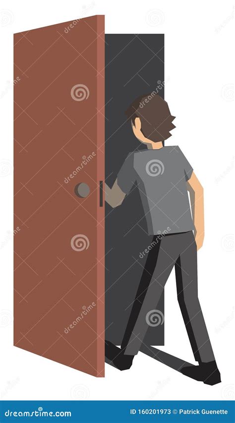 Man Opening Door Illustration Vector Stock Vector Illustration Of