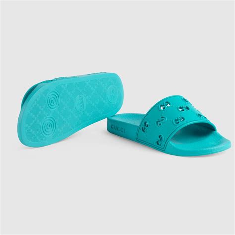 Blue Childrens Rubber Gg Slide Sandal Gucci® Us