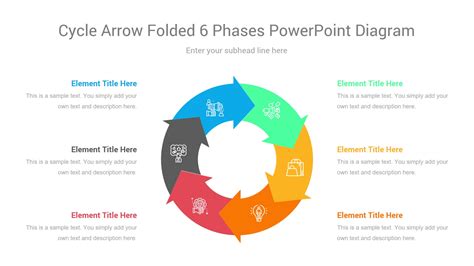 Cycle Arrow Folded 6 Phases Powerpoint Diagram Ciloart