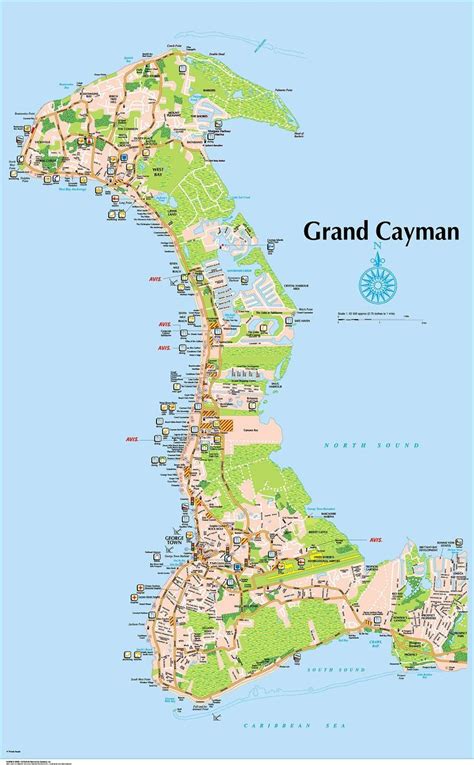7 Mile Beach Full Size Map Grand Cayman Island Map Cayman Islands