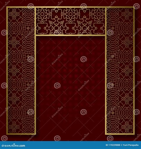 Traditional Background With Golden Patterned Arched Frame Stock Vector