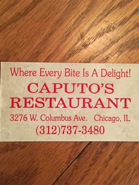 The businesses listed also serve surrounding cities and neighborhoods including chicago il, libertyville il, and lockport il. Here is a business card from Caputo's Restaurant once ...