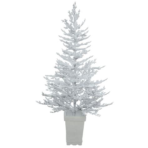 Vickerman Artificial Christmas Tree 5 X 42 Potted Flocked Winter Twig