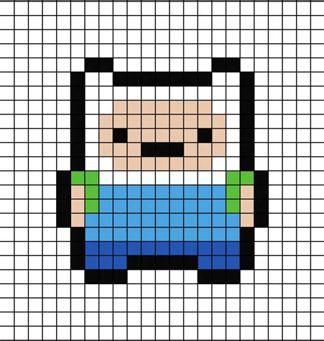 A Pixel Art Template Of Finn The Human From Adventure Time Easy Perler