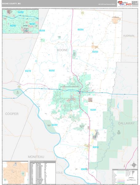 Boone County Mo Wall Map Premium Style By Marketmaps Mapsales