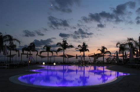 Silhouette Palm Trees Sunset Hotel Vacation Modern Pink Pool
