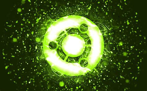 Ubuntu Lime Logo Lime Neon Lights Linux Creative Lime Abstract